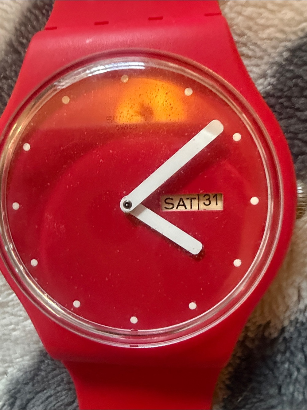 Swatch Proudly Red SO29R705 Unisex Red Orange Watch